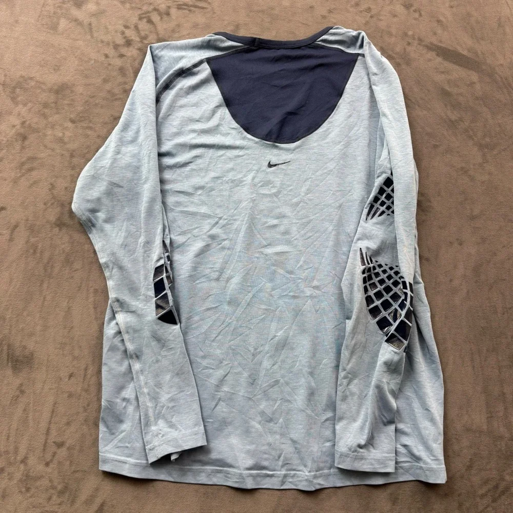 Nike Hockey Dri-FIT Long Sleeve Shirt Mens XXL Blue Elbow Grip Training Top